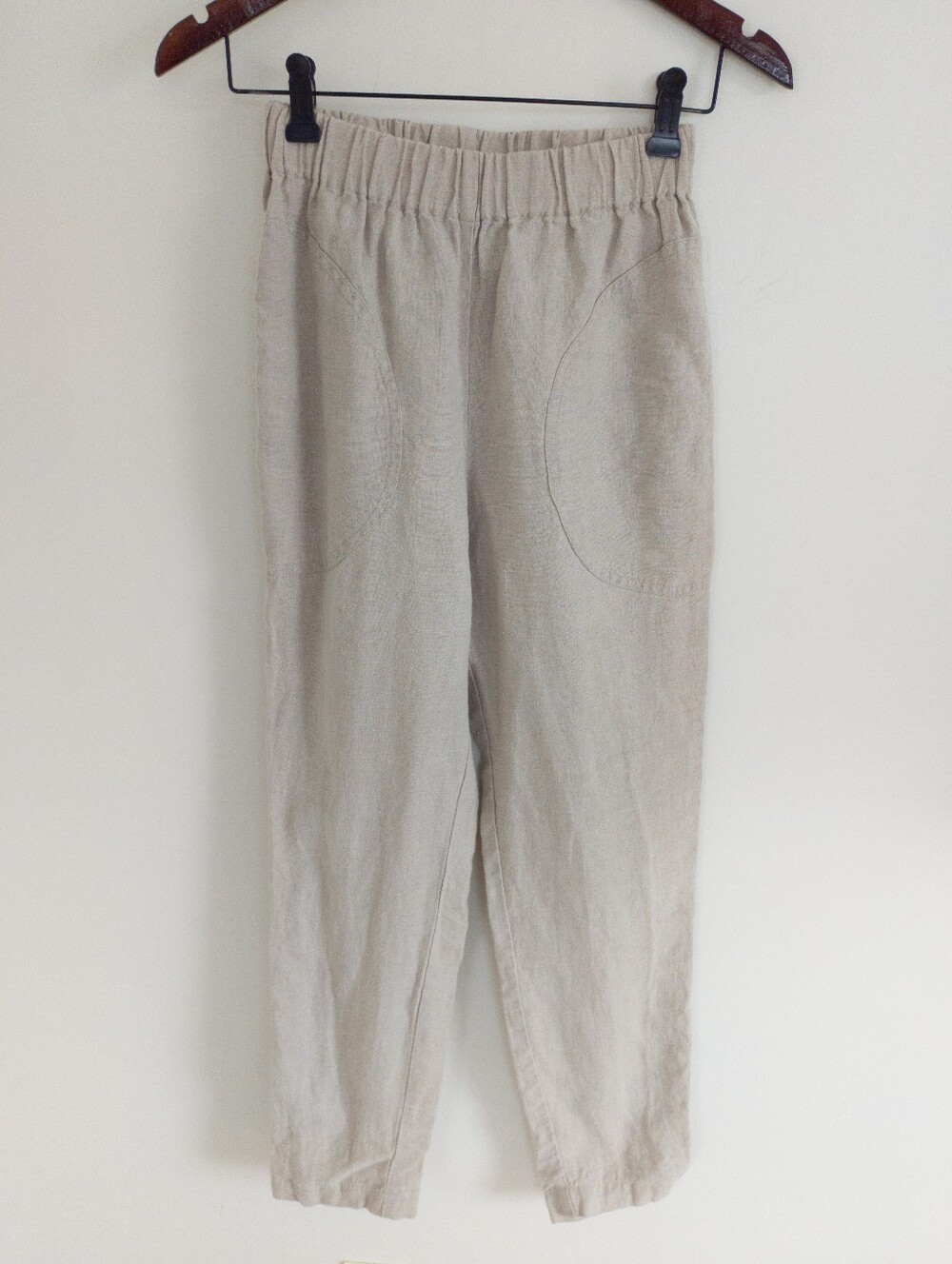 not PERFECT LINEN Genova Tapered Pants Elastic Waist Beige XS